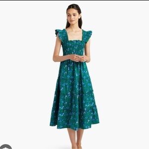 Hill House Green Floral Midi Dress